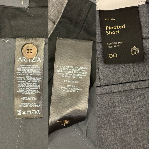 ARITZIA BABATON High-Rise Relaxed-Fit Pleated Mini Short (Heather Charcoal) - Picture 15 of 16